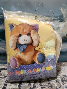 Plush Kitty Needlecraft Kit - Orange Plush with Blue Accents